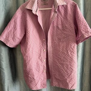 Men's M&S Medium Regular fit Pink Checkered Short Sleeve Shirt
